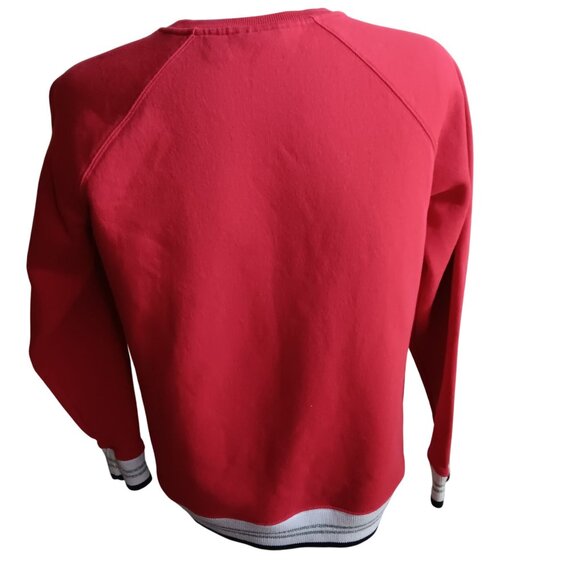 Fila Red Men's Crewneck Sweatshirt With Logo & Striped Cuffs Large - Picture 4 of 5